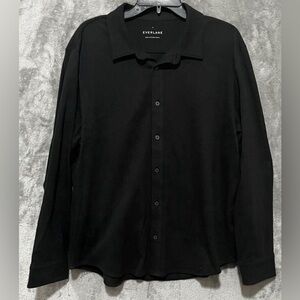 Everlane Pique Button-up Down Polo Shirt in Black - Size XL